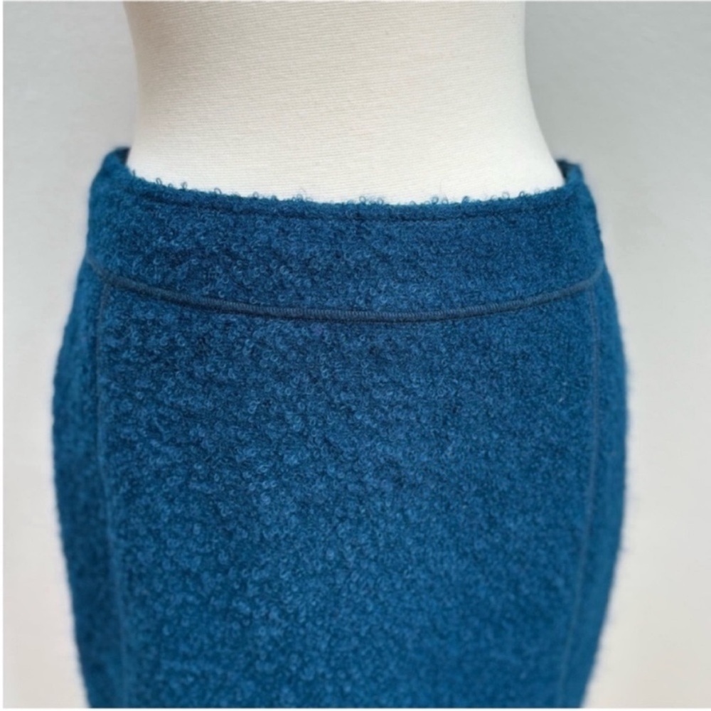 St John Pencil Skirt Office Tailored Boucle Wool Mohair Silk Teal Blue Size 4 - Picture 5 of 16